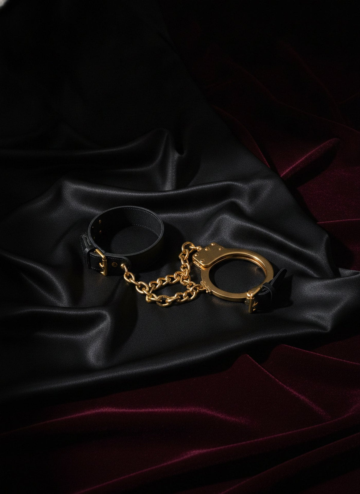 Black bondage restraints and handcuffs from Atelier BDSM