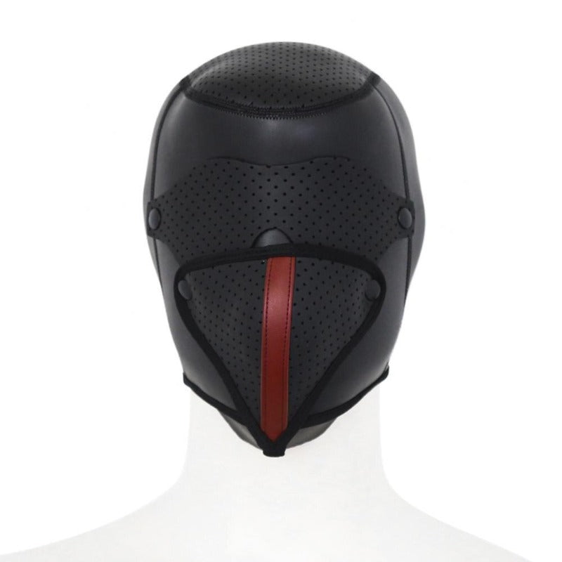 Black sensory isolation bondage hood