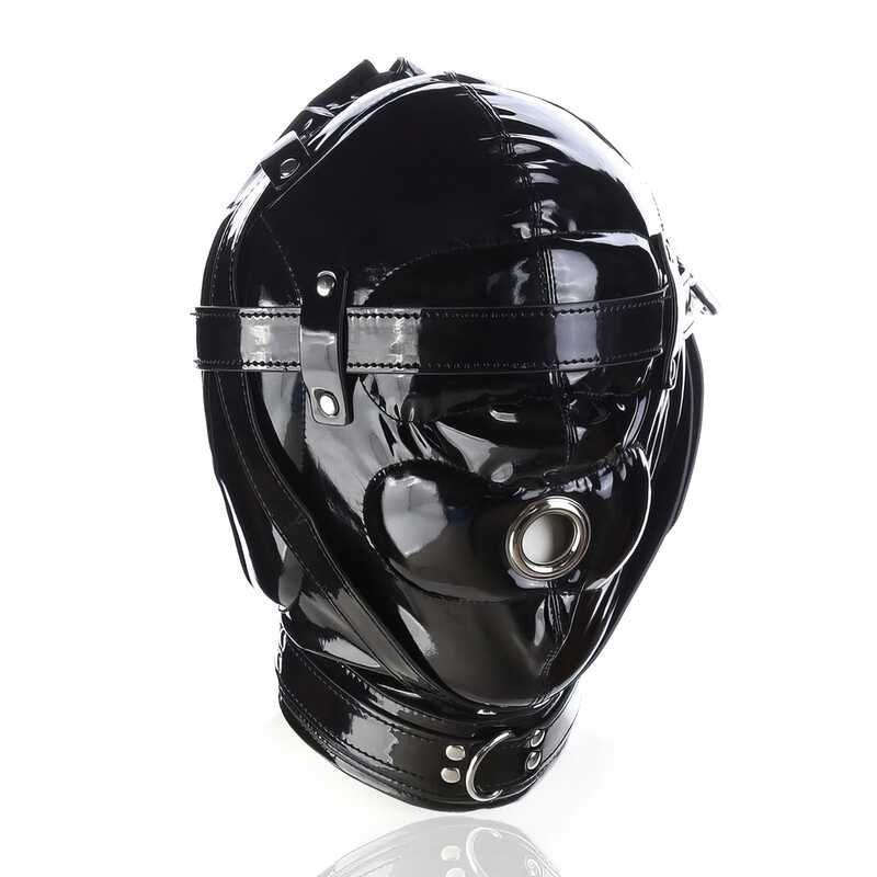 Patent Leather Bondage Hood — product view 2