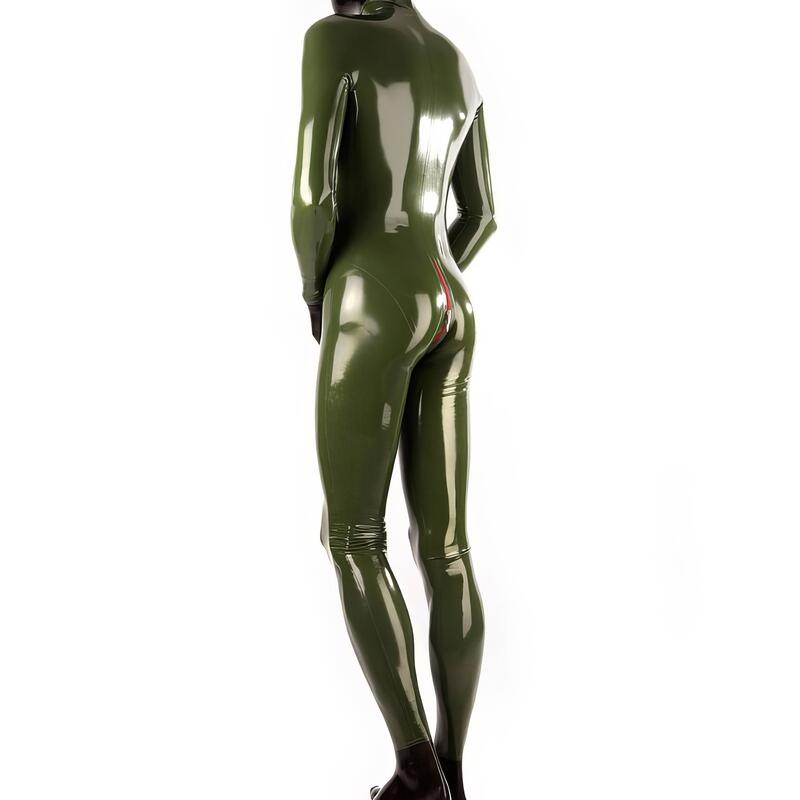 Miesten sotilas- vihreä latex-kissapuku — tuotenäkymä 2