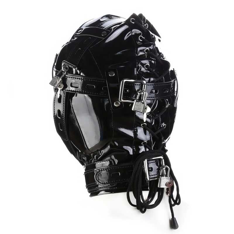 Patent Leather Bondage Hood — product view 3
