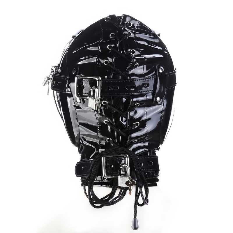 Patent Leather Bondage Hood — product view 4