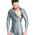 Latex catsuit herr med diagonal dragkedja — produktbild
