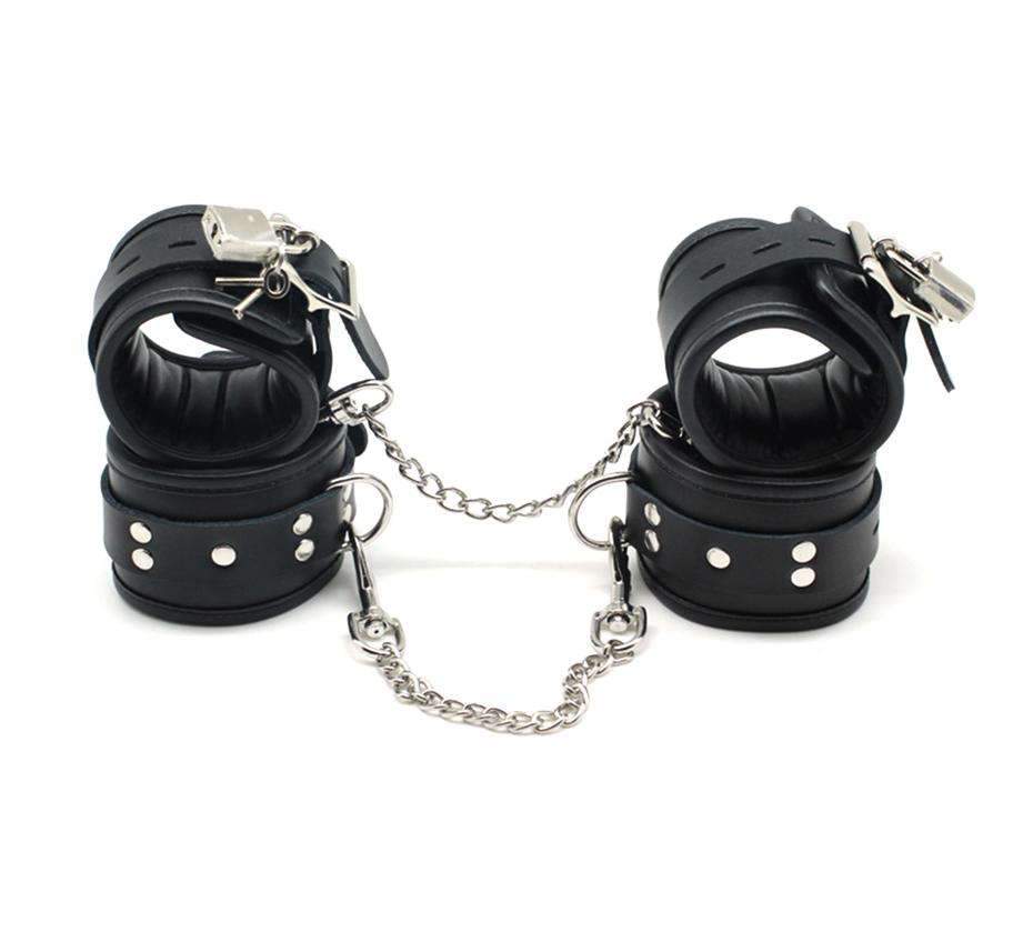 Premium læder bondage håndjern — produktvisning 2