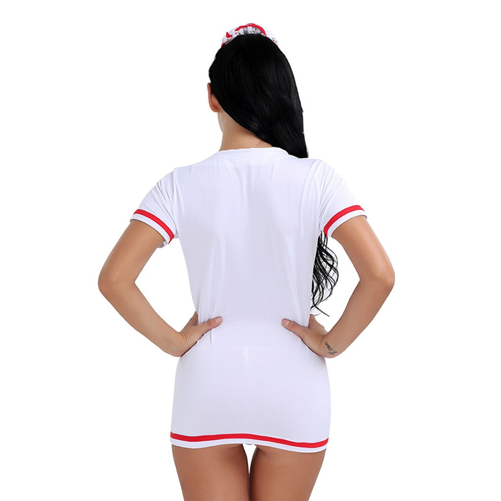 Costumi sexy – Costume da infermiera minigonna con zip rossa — vista prodotto 4