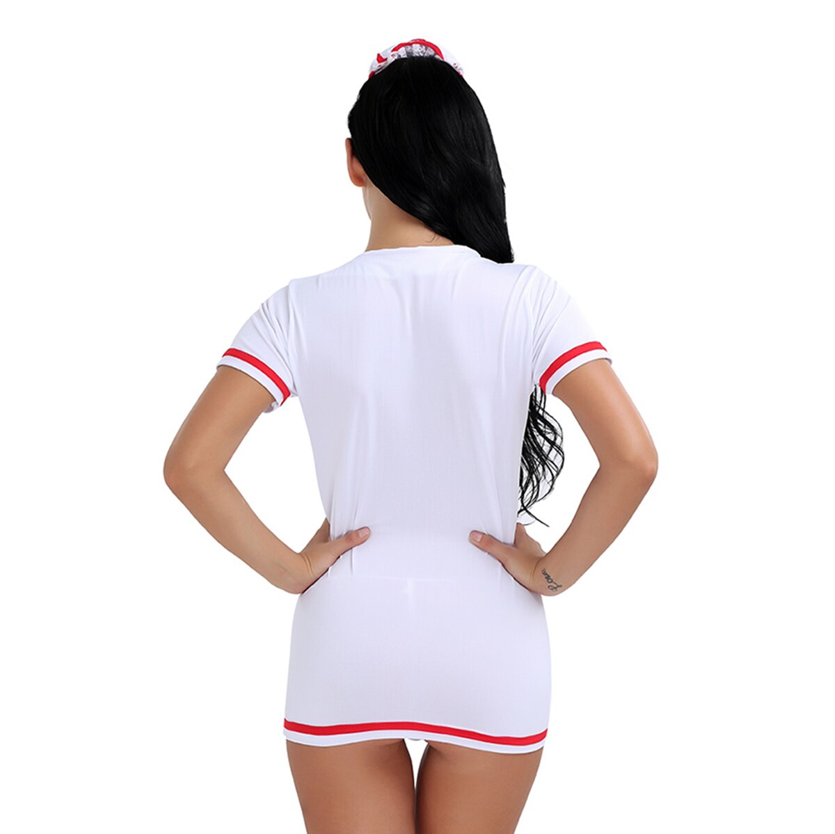 Costumi sexy – Costume da infermiera minigonna con zip rossa — vista prodotto 4