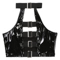 Winylowy crop top z odkrytymi plecami i klamrami — widok produktu 4
