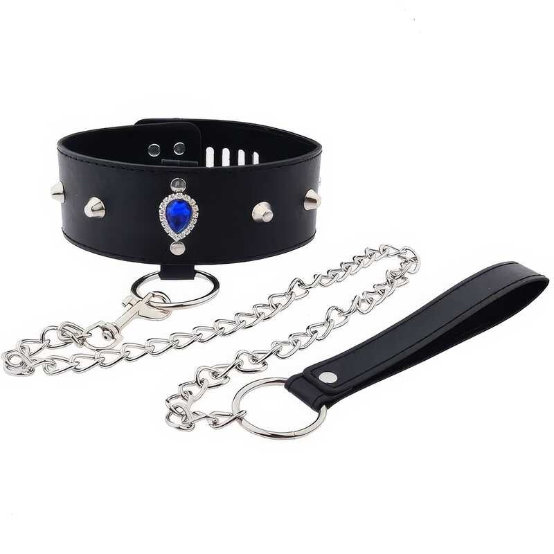 Collier à cabochon bleu et laisse de 78 cm — vue du produit 5