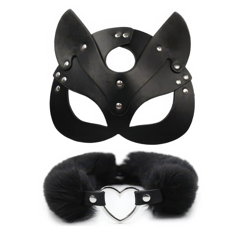 Maschera BDSM felina con collare — vista prodotto 2