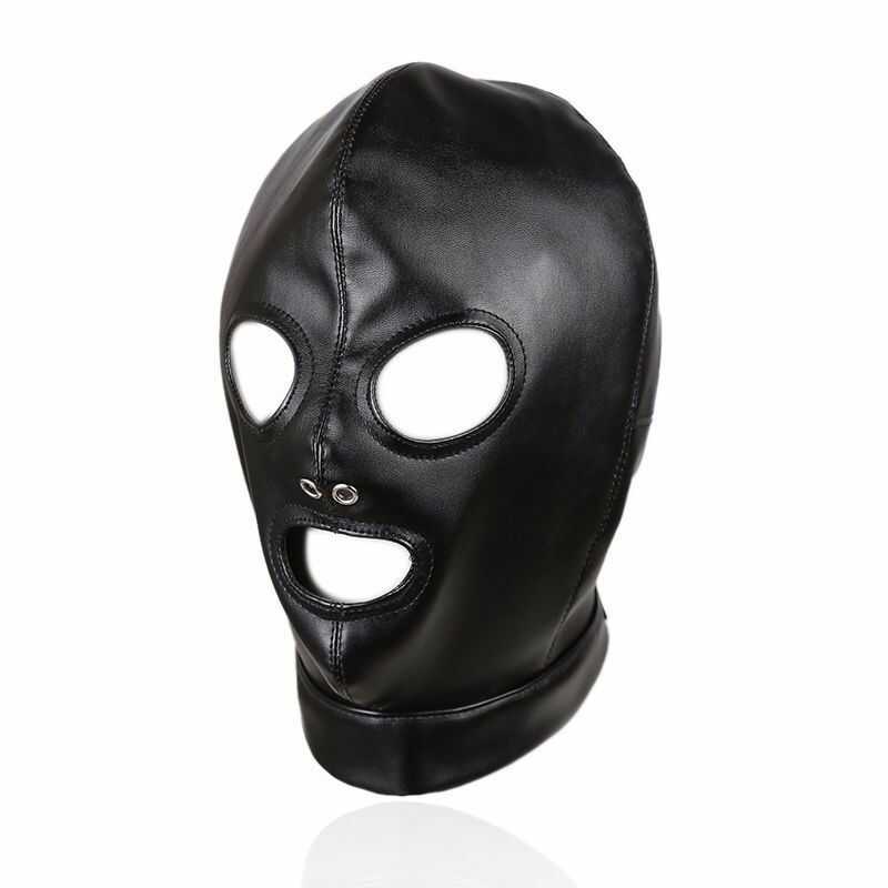 Faux Leather Bondage Hood — product view 2