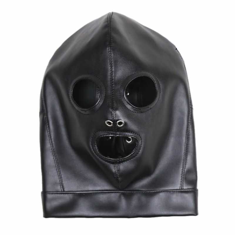 Faux Leather Bondage Hood — product view 4