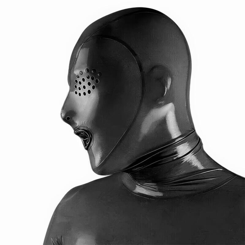 Latex Breath Play Bondage Hood — product view 3