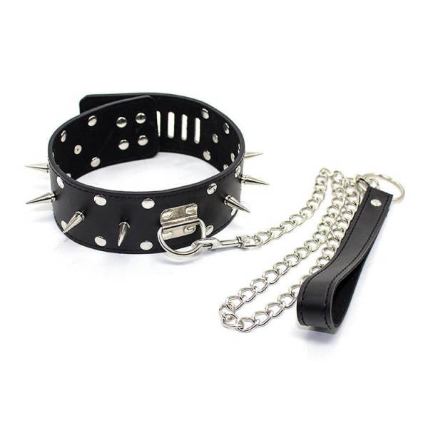 Studerede BDSM Collar & Leash — produktbillede