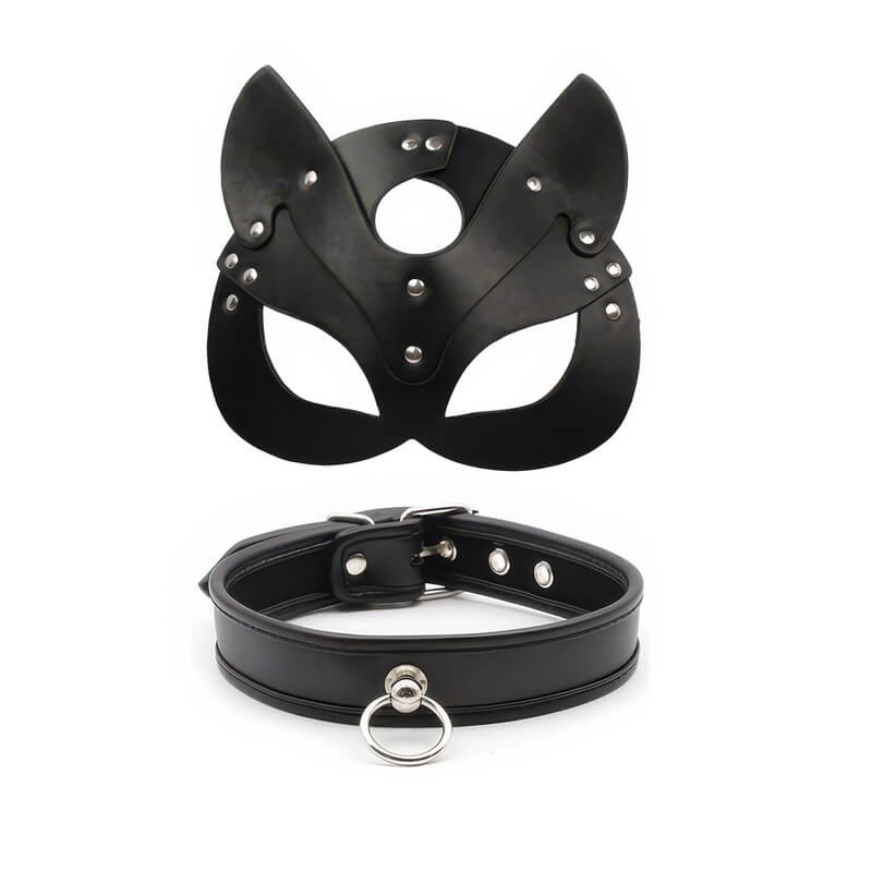 Maschera BDSM felina con collare — immagine prodotto