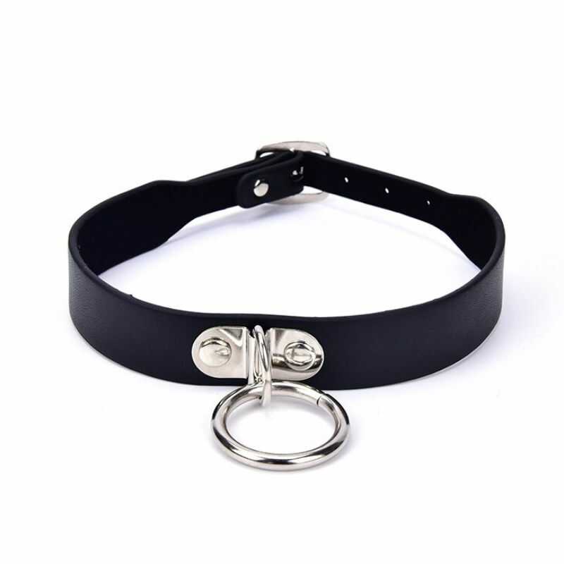 Ownership-halsband i matt läder med O-ring — produktbild