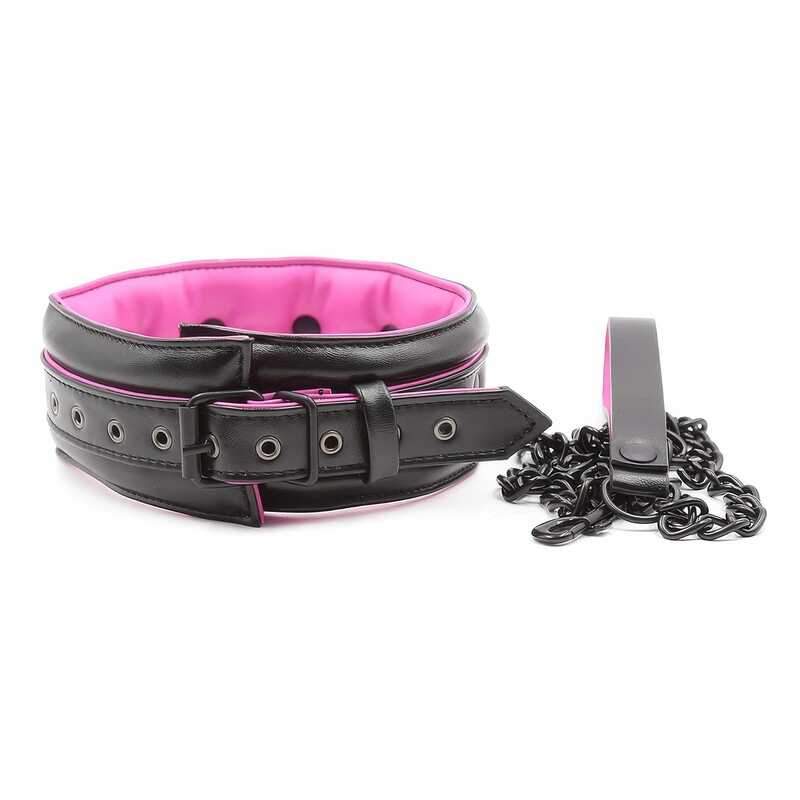 Padded Black & Pink BDSM Collar — product view 2