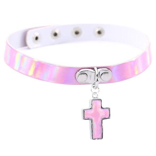 Gothic Cross Holographic Choker — product image