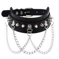 Choker BDSM gotico con borchie e catene a drappeggio — immagine prodotto