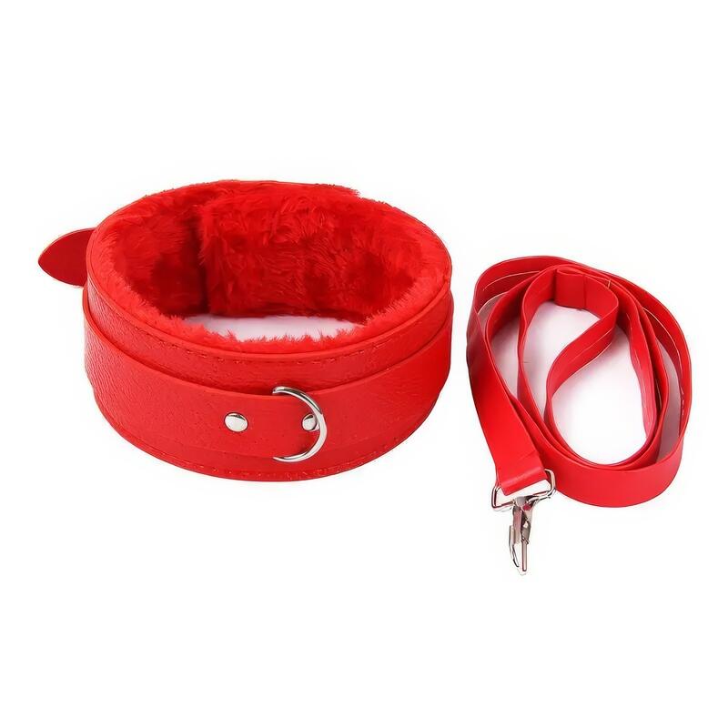 Choker BDSM Foderato in Ecopelliccia con Guinzaglio Vinile — vista prodotto 2