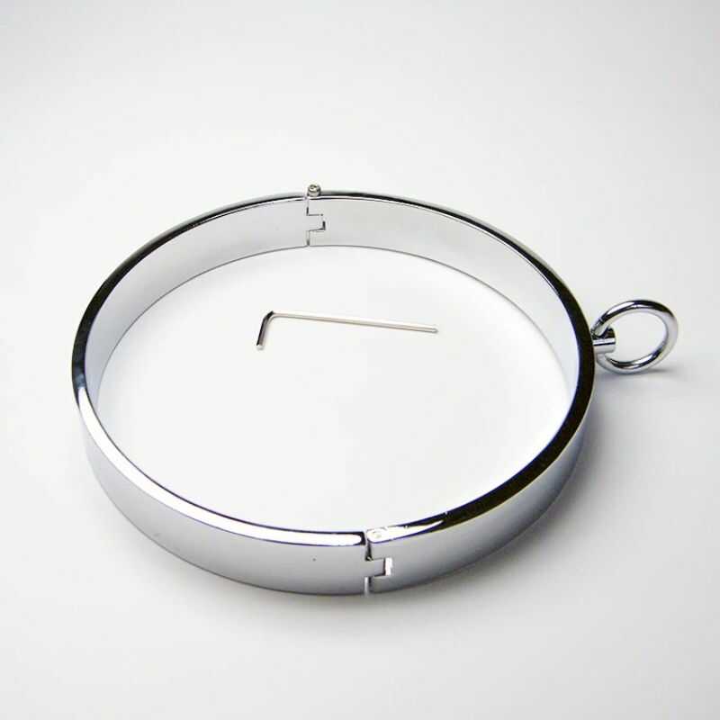 Choker BDSM in Acciaio Inossidabile con Cerniera e Anello — vista prodotto 2
