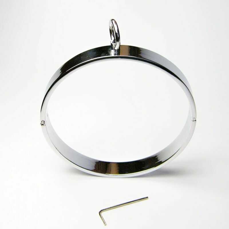 Choker BDSM in Acciaio Inossidabile con Cerniera e Anello — vista prodotto 4