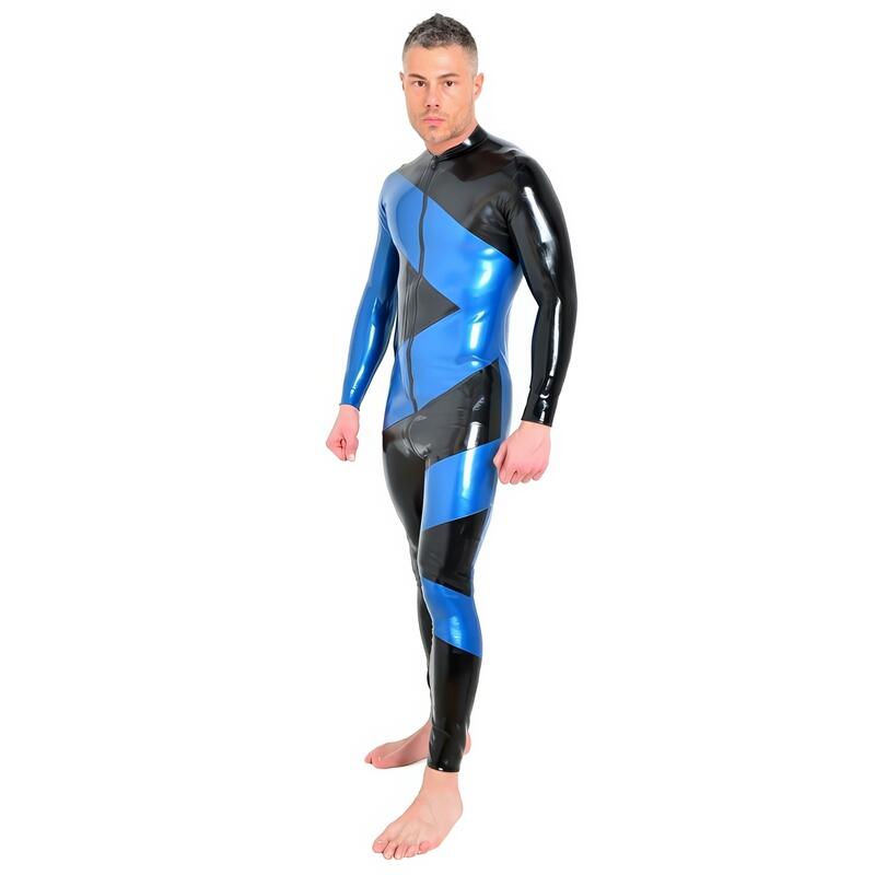 Sininen miesten latex-kissapuku — tuotenäkymä 2