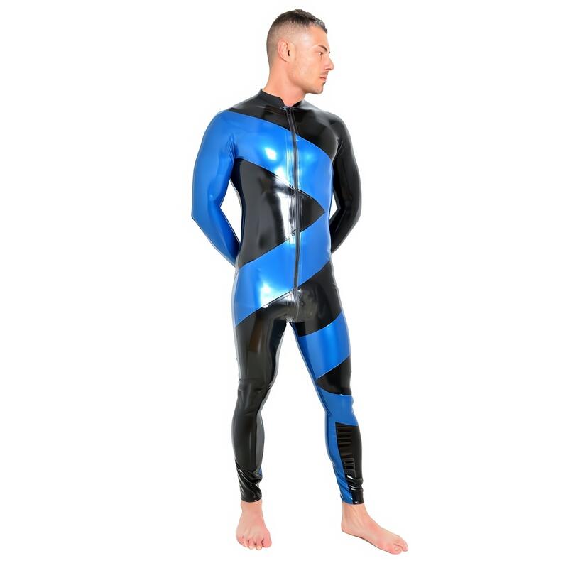 Blue Men's Latex Catsuit — product view 3