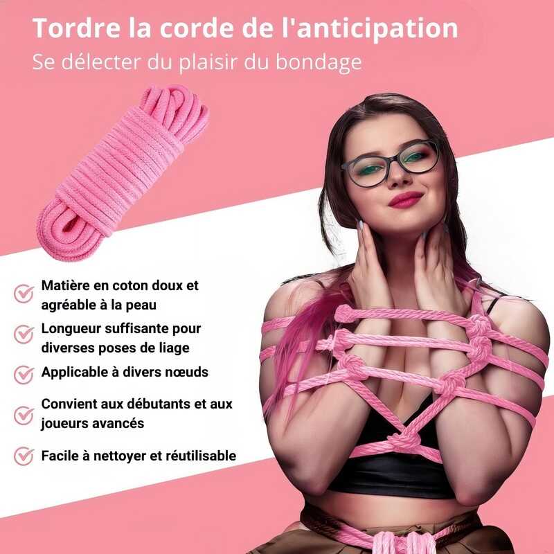 Cuerda shibari rosa (pack de tres), sujeción bondage — vista 2 del producto