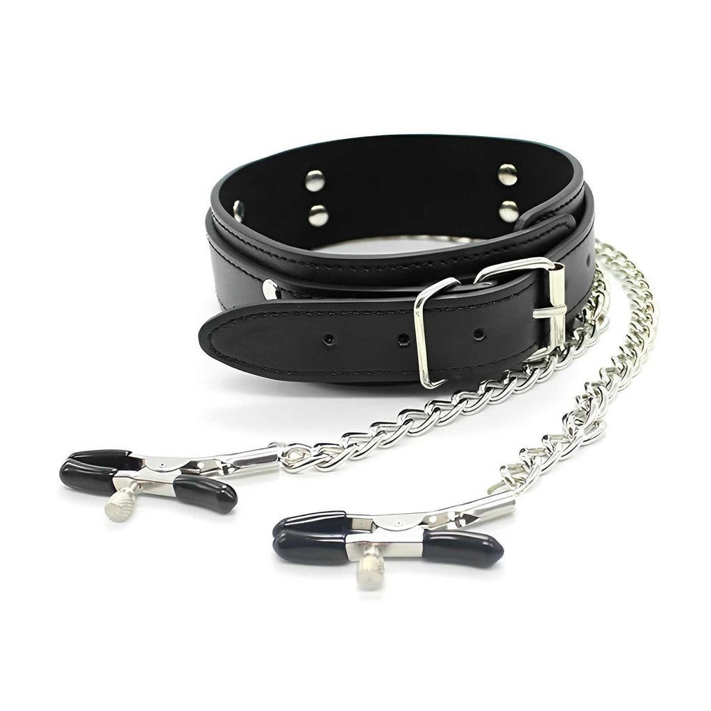 BDSM Collar with Nipple Clamps — product image