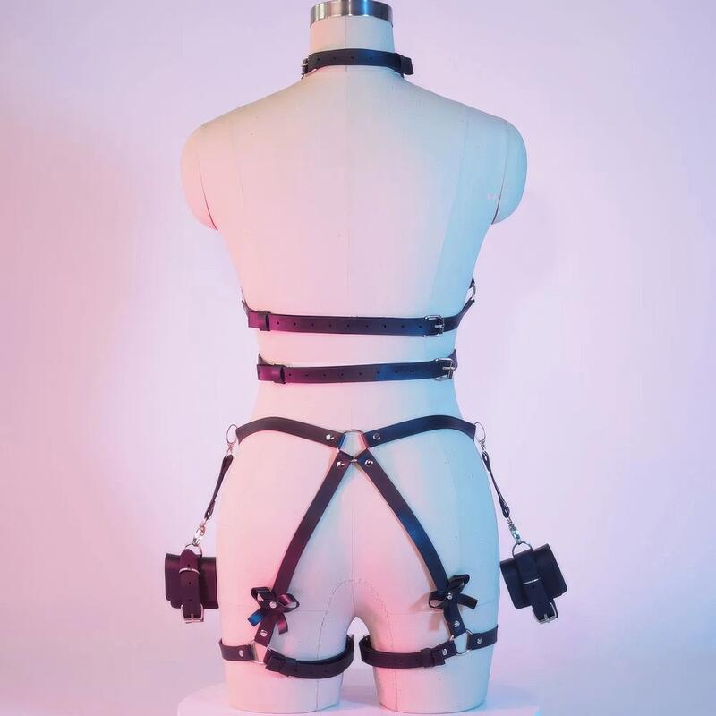 Women's Leather BDSM Harness Set — product view 4