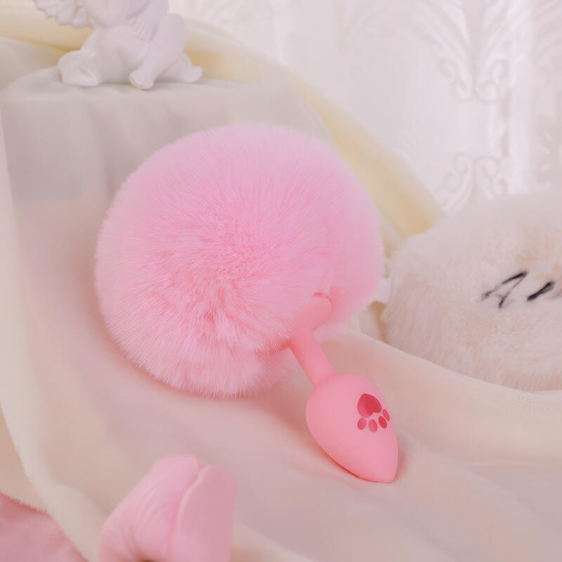 Pink Bunny Tail Butt Plug — product view 6