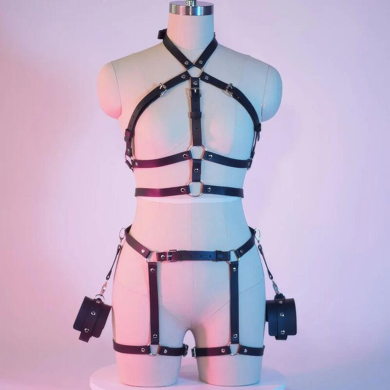 Women's Leather BDSM Harness Set — product view 3