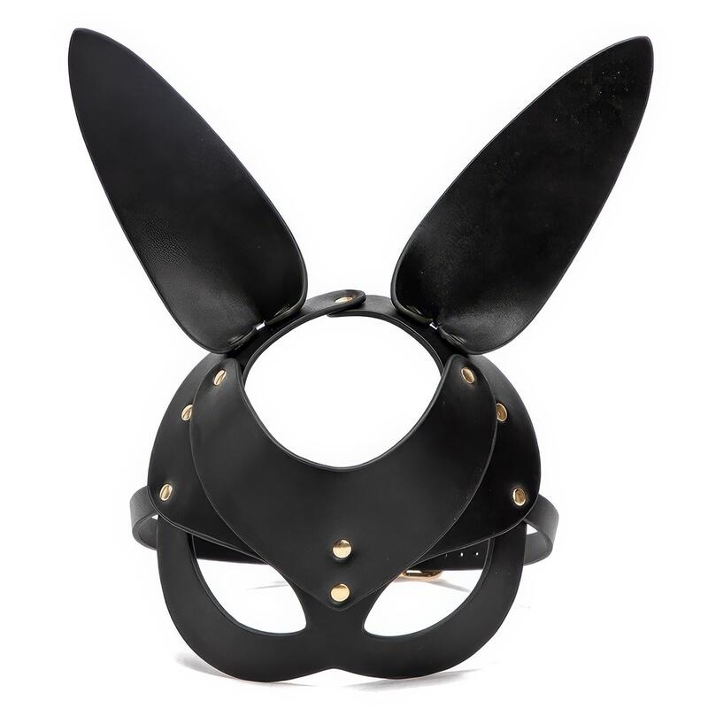Máscara BDSM de conejita de cuero — imagen del producto