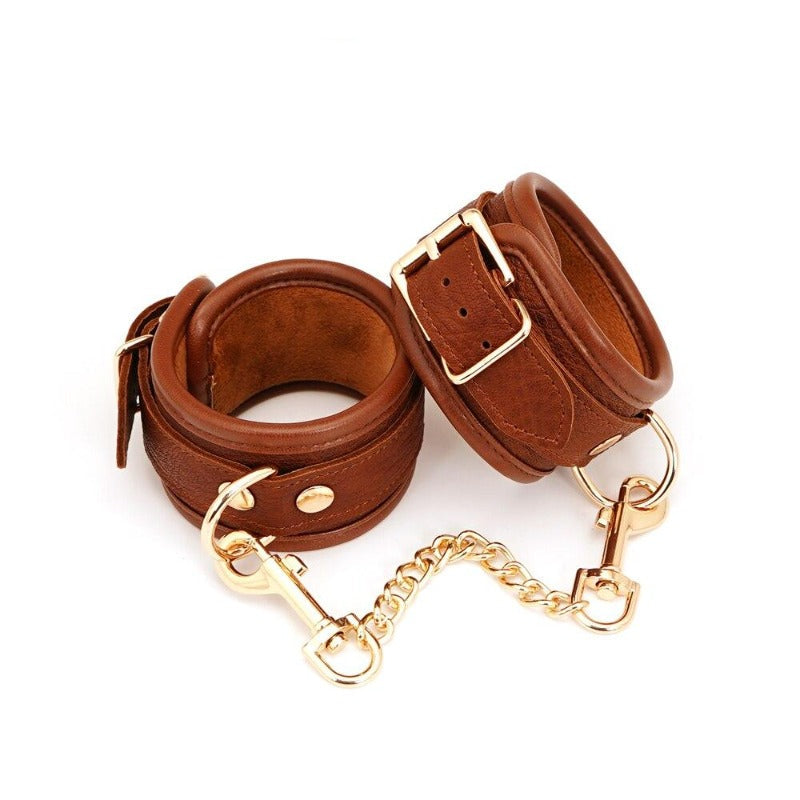 Manette bondage vintage in pelle marrone — immagine prodotto