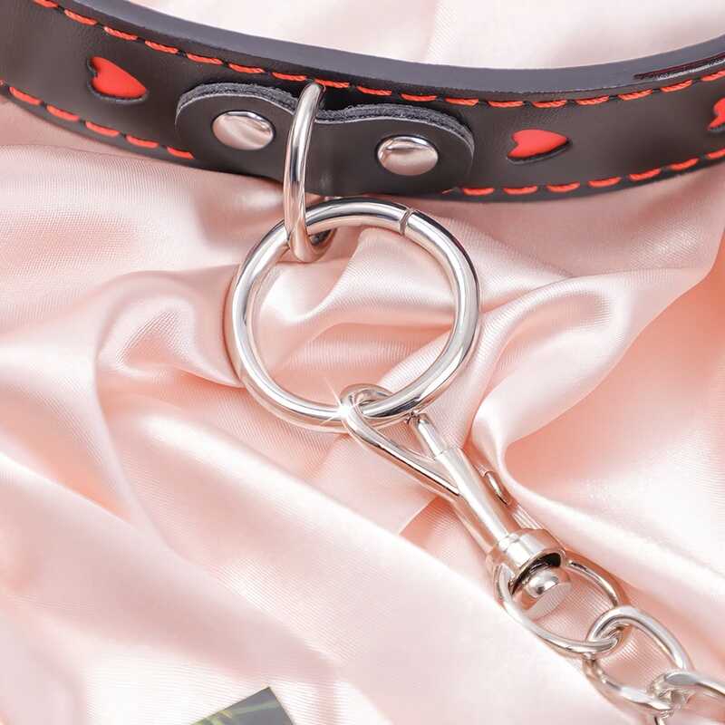 Halsband med röda hjärtan och 85 cm kedjekoppel — produktvy 5