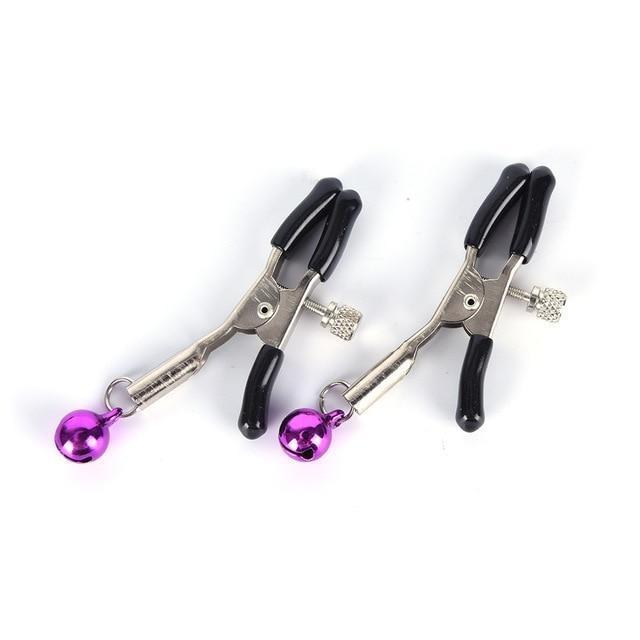 Pinces à Seins Embout Boule Grelot Violet — image du produit