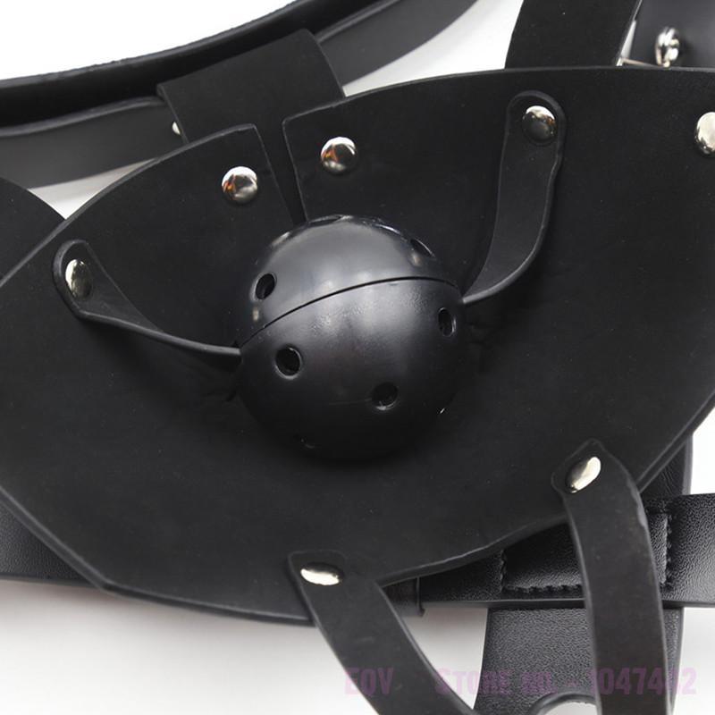 Open-Face Bondage Hood with Gag — product view 3