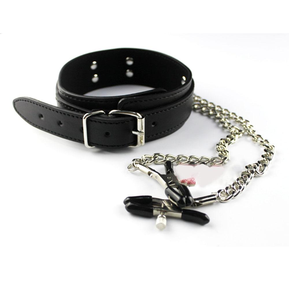 BDSM Collar with Nipple Clamps — product view 2
