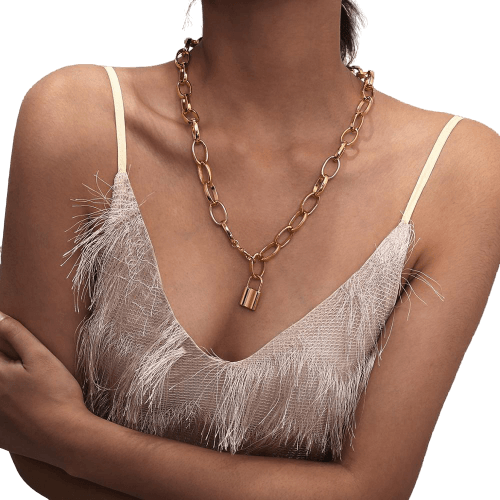 Sølv eller guld Padlock Choker — produktvisning 2