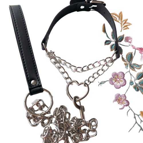 BDSM-halsband och koppel med hjärta — produktvy 2