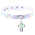 Choker BDSM Gotico Olografico con Croce — vista prodotto 2
