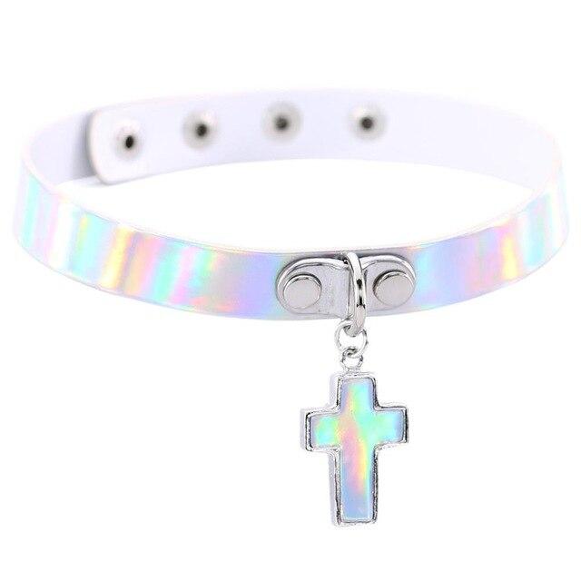 Gothic Cross Holographic Choker — product view 2