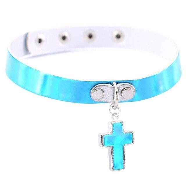 Gothic Cross Holographic Choker — product view 4