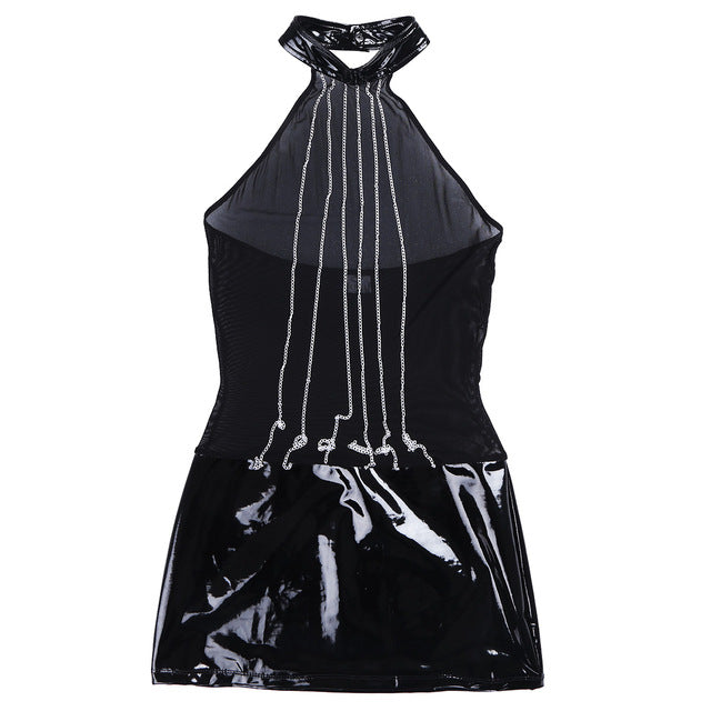 Wet- look Mini Skirt Chaines - produktvisning 4