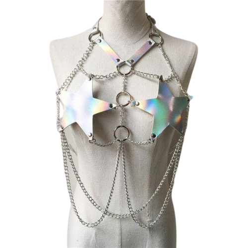 Harness donna olografico a stelle sul petto — vista prodotto 2