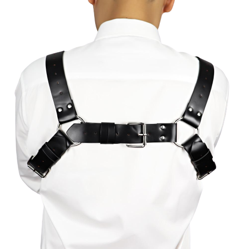 Bröstharness i läder med armband — produktbild