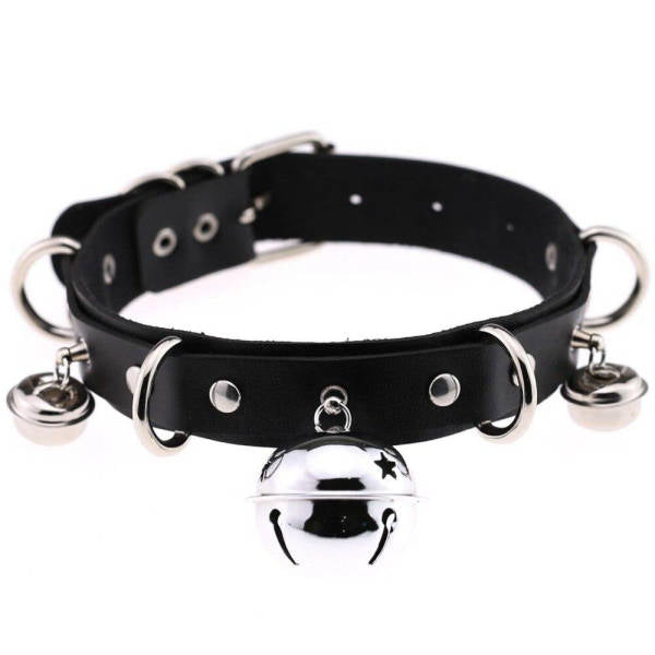 Gothic choker med fem ringar och bjällror — produktbild
