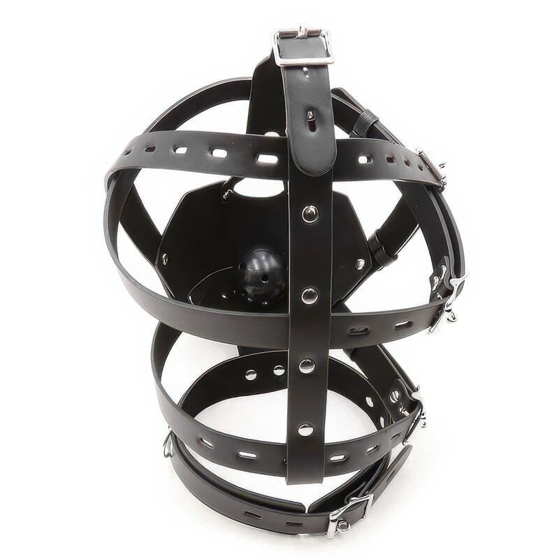 Choker BDSM con harness facciale e copribocca — vista prodotto 5