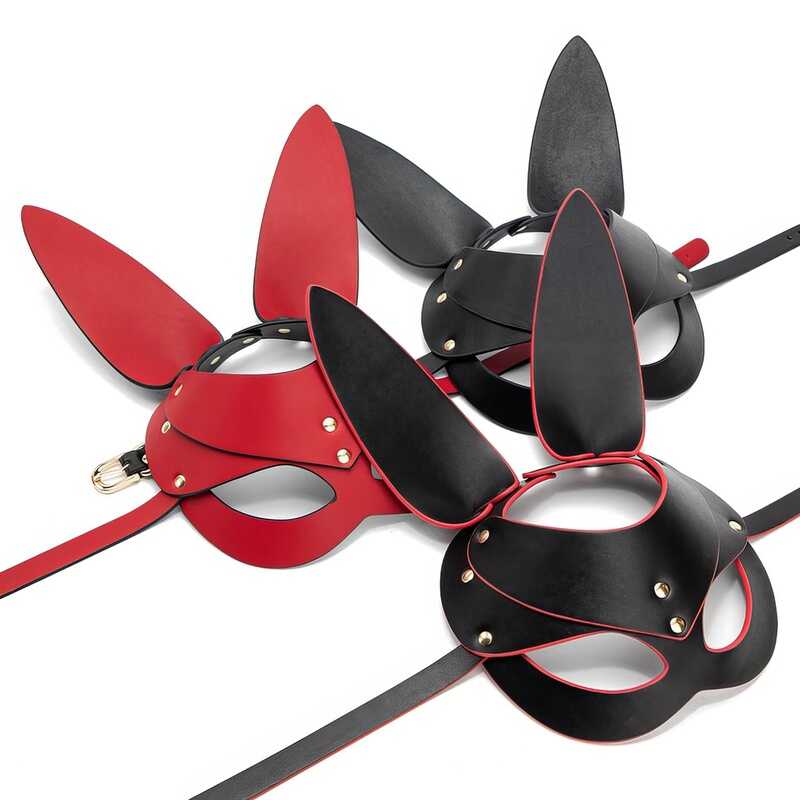 Máscara BDSM de conejita de cuero — vista 8 del producto