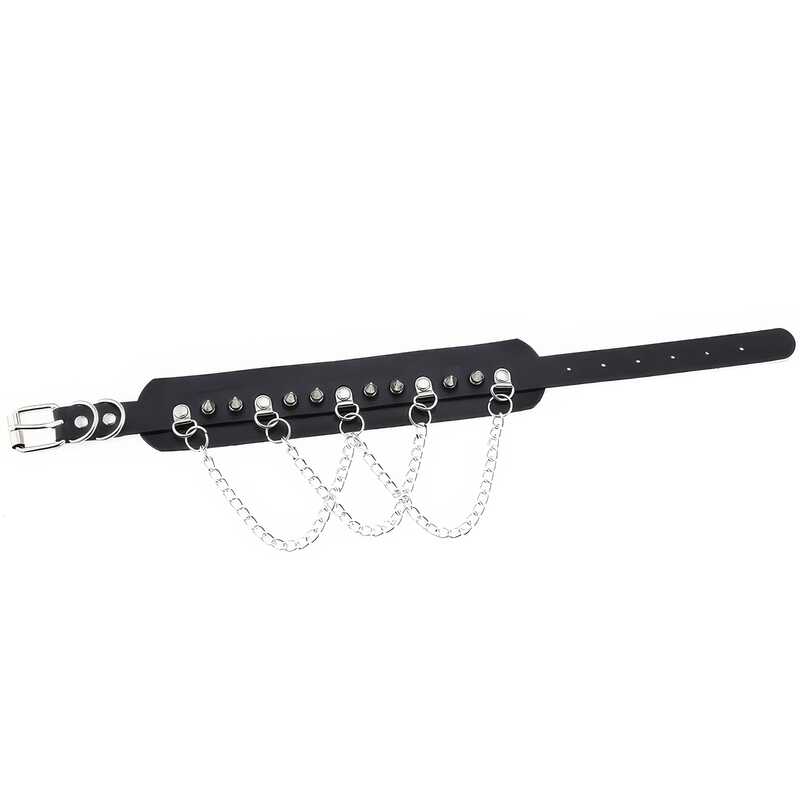 Choker BDSM gotico con borchie e catene a drappeggio — vista prodotto 6